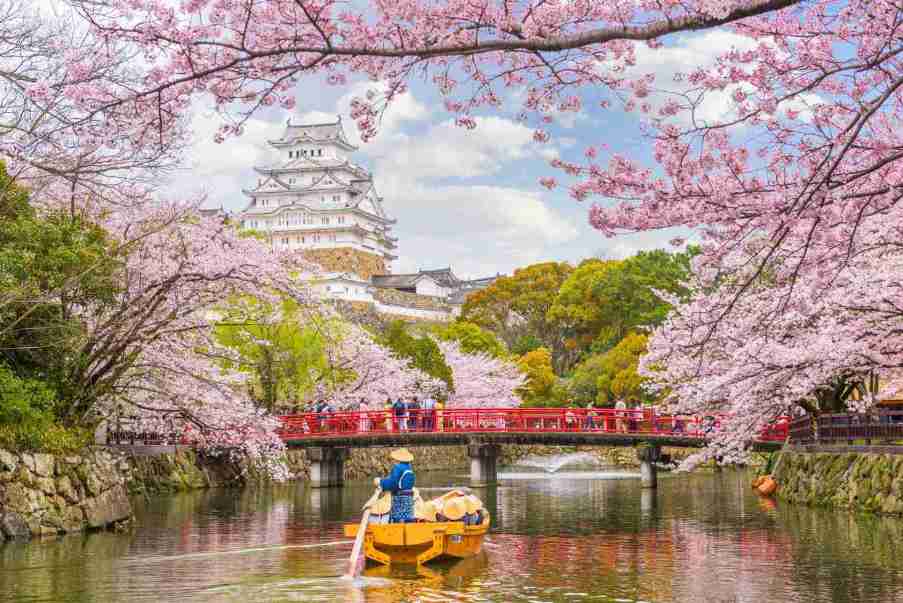 Castillo de Himeji con paredes blancas históricas